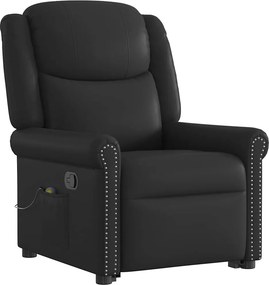 vidaXL Μόνιμη πολυθρόνα μασάζ Shiny Black Faux Leather