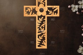 Σετ των 2 Intra απο ξύλο plywood 3mm-4mm πάχος Christian Cross Silhouette, Δίασταση 15x15 cm INTRAFABR-118677983