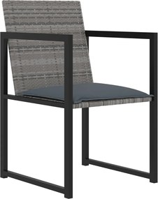 vidaXL Σετ Τραπεζαρίας Εξ. Χώρου 5 τεμ. Γκρι Συνθ. Ρατάν με Μαξιλάρια