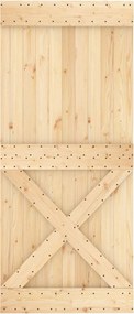 vidaXL Συρόμενη Πόρτα Φυσικό και Λευκό 90 x 210 cm
