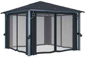 vidaXL Κιόσκι με Κουρτίνα Ανθρακί 300 x 300 εκ. Αλουμινίου