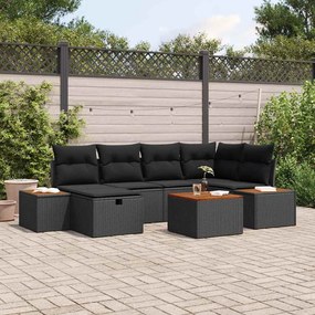vidaXL Σετ Καναπέ Κήπου με μαξιλάρι 7 pcs Μαύρο Πολυ ράταν