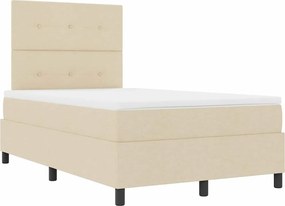 vidaXL Κρεβάτι με ελατήρια με κεφαλάρι Κρεμ 120 x 190 cm ύφασμα
