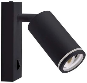 Επιτοίχιο Φωτιστικό Σποτ Κομοδίνου για GU10 LED IP20 με Διακόπτη Μαύρο 10294 VTAC-10294-Μαύρο 10294