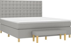 vidaXL Κρεβάτι Boxspring με Στρώμα Ανοιχτό Γκρι 180x200 εκ. Υφασμάτινο