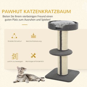 Scratching Post Cat Tower 91cm with Sisal Posts Platform Cushion Multi-lier Cat Scratching Post Climbing Tree for Medium Cats Grey