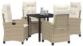 vidaXL Σέτ φαγητού για κήπο με μαξιλάρι 5 pcs Μπεζ συνθετικό ρατάν