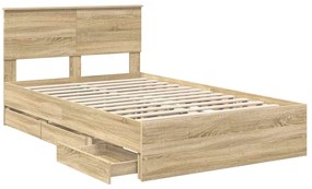 vidaXL Σκελετός Κρεβατιού Δρύς Sonoma 120 x 200 cm Μηχανήματος Ξύλο