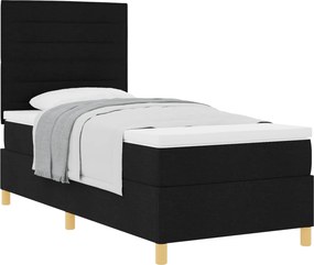 vidaXL Κρεβάτι με ελατήρια με στρώμα Μαύρο 90 x 200 cm ύφασμα