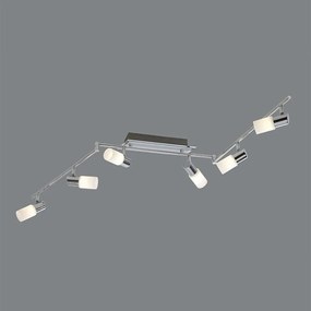 Φωτιστικό Οροφής-Σποτ Led Clapton 6x430Lm 150x24x8cm Chrome-White Brushed 821410605 Trio Lighting Metal, Glass