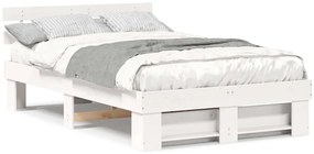 vidaXL Σκελετός Κρεβατιού Λευκό 140 x 190 cm Μασίφ ξύλο πεύκου