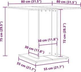 vidaXL Τραπεζαρία Sonoma Δρυς 80 x 80 x 75 εκ. από Μοριοσανίδα