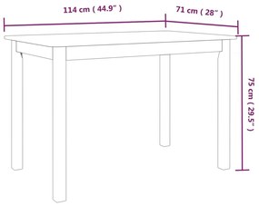 Τραπεζαρία Λευκή/Καφέ 114x71x75 εκ Μασίφ Ξύλο Καουτσουκόδεντρου - Λευκό