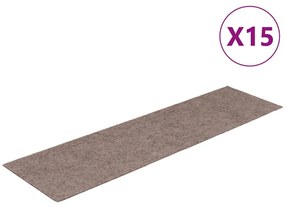 vidaXL Πατάκια Σκάλας Αυτοκόλλητα Ορθογώνια 15 τεμ. Αν. Καφέ 76x20 εκ.