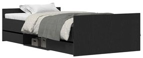 vidaXL Σκελετός Κρεβατιού Μαύρη δρυς 90 x 190 cm Επεξεργασμένο ξύλο