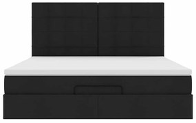 vidaXL Οθωμανικό κρεβάτι με στρώμα Μαύρο 180x200cm Ύφασμα
