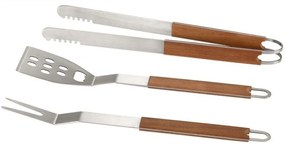 Εργαλεία Bbq Acacia (Σετ 3Τμχ) AH-CC23121 43x8,2/42x3/41x6x3cm Natural-Inox Andrea House Ατσάλι,Ξύλο