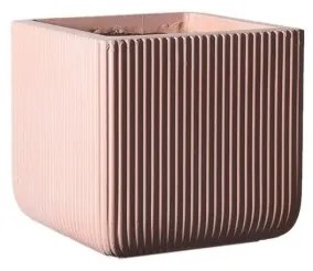 Γλάστρα Πήλινη Τετράγωνη Stripe Σομόν M 31x31x28 εκ. B-3050-8 Supergreens-B-3050-8-Ροζ B-3050-8
