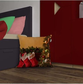 Διακοσμητική μαξιλαροθήκη με 3d ψηφιακή εκτύπωση θεματική για Πρωτοχρονιά Κόκκινο