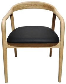 Καρέκλα - Πολυθρόνα Hogie rubberwood σε φυσικό με μαύρο pu μαξιλάρι 61x60x76εκ 2αδα 61x60x76 εκ.