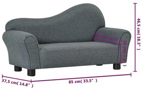 vidaXL Καναπεδάκι Παιδικό Γκρι Υφασμάτινο