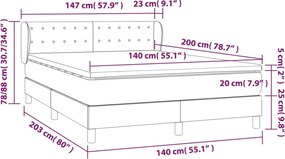 vidaXL Κρεβάτι Boxspring με Στρώμα Κρεμ 140x200 εκ. Υφασμάτινο