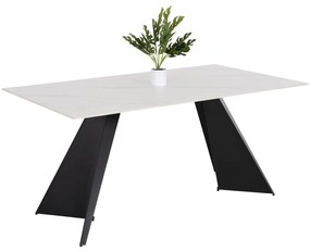 DINING TABLE POSE  BLACK METAL LEGS-WHITE CERAMIC TOP 160x90x76Hcm.