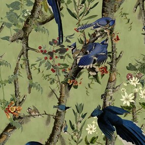 Ταπετσαρία Birds Of Danube WP20715 Multi-Green MindTheGap Bamboo,Ξύλο