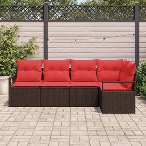 vidaXL Σετ Καναπέ 5 pcs Καφέ συνθετικό ρατάν