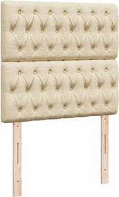 vidaXL Κρεβάτι Boxspring με Στρώμα Κρεμ 90x200 εκ.Υφασμάτινο