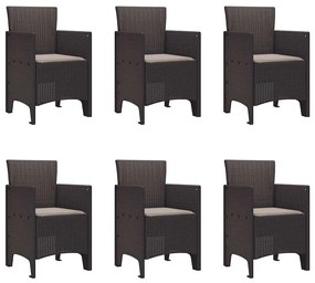 vidaXL Σέτ φαγητού για κήπο 7 pcs Καφέ Rattan Polt