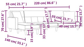 Καναπές Κρεβάτι Γωνιακός Σκ. Γκρι 275x140x70 εκ. Υφασμάτινος - Γκρι