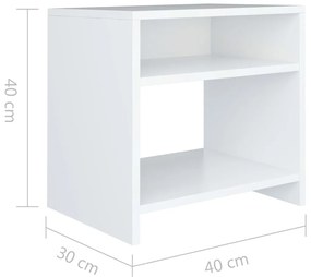 vidaXL Κομοδίνο Λευκό 40 x 30 x 40 εκ. από Επεξ. Ξύλο