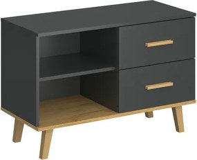 Μπουφές Pluton Ανθρακί-Χρυσό Δρυς 90x40x60.6cm