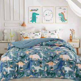 Κουβερτοπάπλωμα Παιδικό Dinosaurs Green-Multi Astron Μονό 160x220cm Silicon Fiber