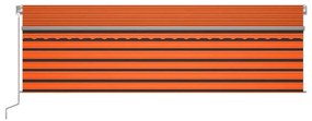vidaXL Τέντα Συρόμενη Χειροκίνητη με Σκίαστρο&LED Πορτοκαλί/Καφέ 5x3 μ