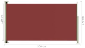 Σκίαστρο Πλαϊνό Συρόμενο Βεράντας Κόκκινο 170 x 300 εκ. - Κόκκινο