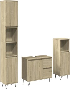 vidaXL Σετ Επίπλων Μπάνιου 3 Τεμαχίων Sonoma Δρυς Επεξεργασμένο Ξύλο