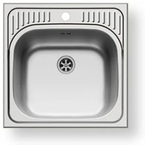 Pyramis Basic ET34 Ανοξείδωτος Ένθετος Νεροχύτης Γυαλισμένος Με 1 Γούρνα 48x48 cm
