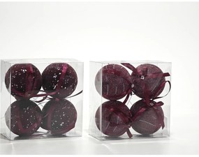 Χριστουγεννιάτικη Μπάλα Μπορντό 10cm 4Τμχ Σε 2 Σχέδια