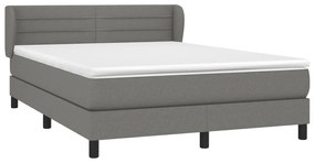 Κρεβάτι Boxspring με Στρώμα Σκούρο Γκρι 140x190 εκ. Υφασμάτινο - Γκρι