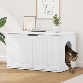 vidaXL Σπίτι Γάτας Λευκό 85 x 55 x 50,5 εκ Επεξεργασμένο ξύλο