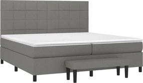 vidaXL Κρεβάτι Boxspring με Στρώμα Σκούρο Γκρι 200x200 εκ. Υφασμάτινο