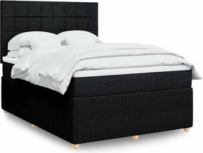 vidaXL Κρεβάτι Boxspring με Στρώμα Μαύρο 140x200 εκ. Υφασμάτινο