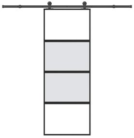 vidaXL Συρόμενη πόρτα με σετ υλικού 76x205 cm από γυαλί&amp;Αλουμίνιο