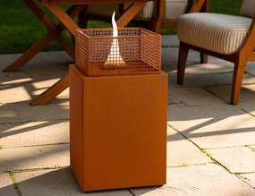 Επιδαπέδια Εστία Φωτιάς Agni 50 Tenderflame με διάρκεια καύσης 3 - 4 ώρες, χωρητικότητα δεξαμενής 1000ml και διαστάσεις 49.5x49.5x61cm - Corten