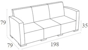 Καναπές 3Θεσιος Monaco Dark Grey Πολυπροπυλενίου 198X79X79εκ.