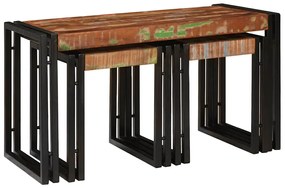 Τραπέζι Σαλονιού με Στηρίγματα 3 pcs Καφέ και Μαύρο