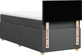 vidaXL Κρεβάτι Boxspring με Στρώμα Σκούρο Γκρι 90x190 εκ. Υφασμάτινο