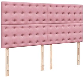 vidaXL Κρεβάτι Boxspring με Στρώμα Ροζ 180x200 εκ. Βελούδινο